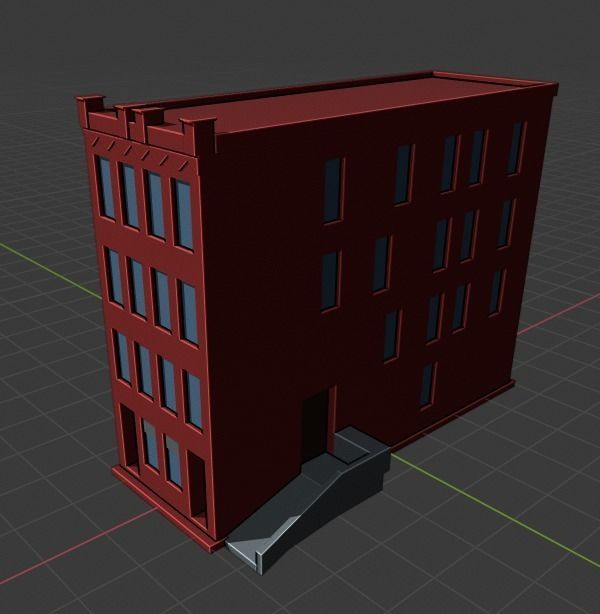 Two Colorful Low Poly Buildings Low-poly 3D model_2