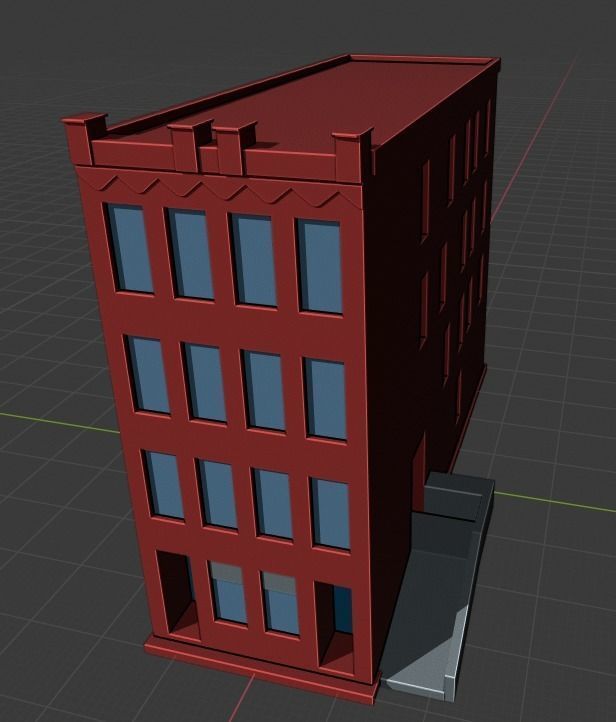 Two Colorful Low Poly Buildings Low-poly 3D model_18