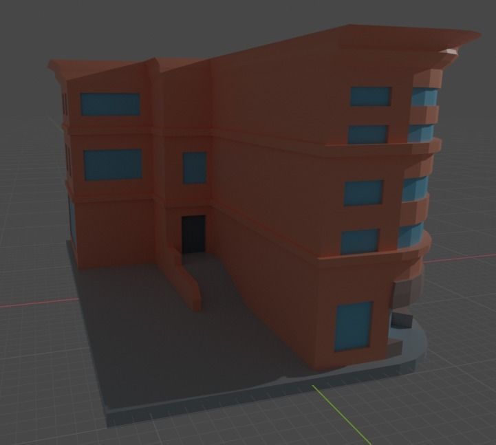 Two Colorful Low Poly Buildings Low-poly 3D model_3