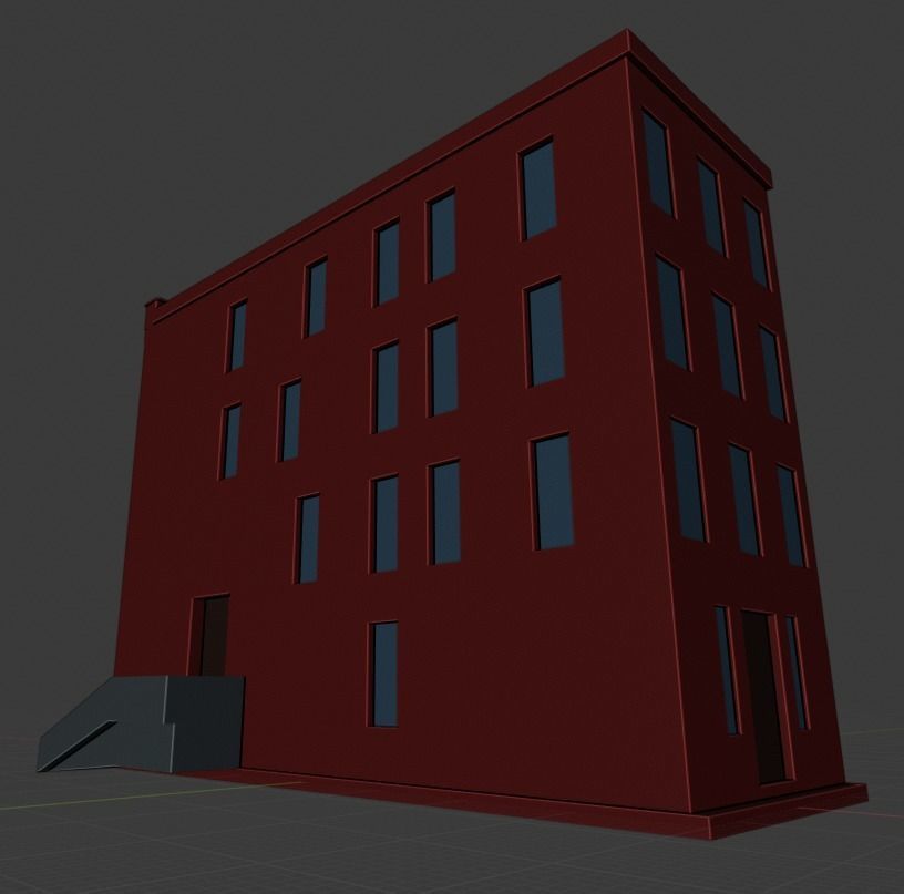 Two Colorful Low Poly Buildings Low-poly 3D model_17