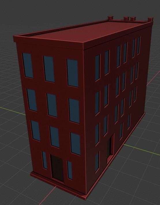 Two Colorful Low Poly Buildings Low-poly 3D model_15