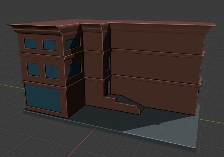 Two Colorful Low Poly Buildings Low-poly 3D model_5