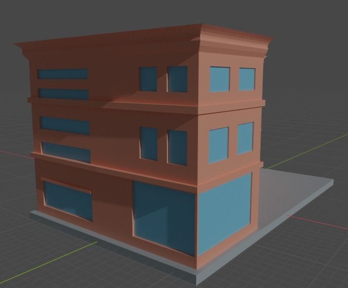 Two Colorful Low Poly Buildings Low-poly 3D model_6