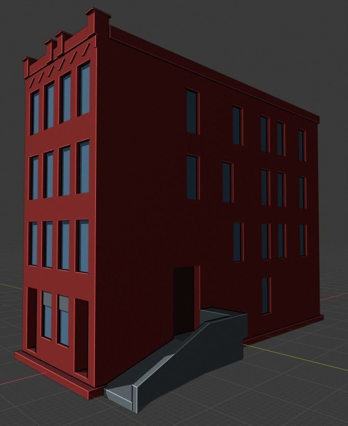 Two Colorful Low Poly Buildings Low-poly 3D model_14