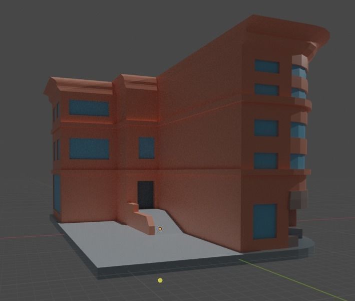 Two Colorful Low Poly Buildings Low-poly 3D model_4