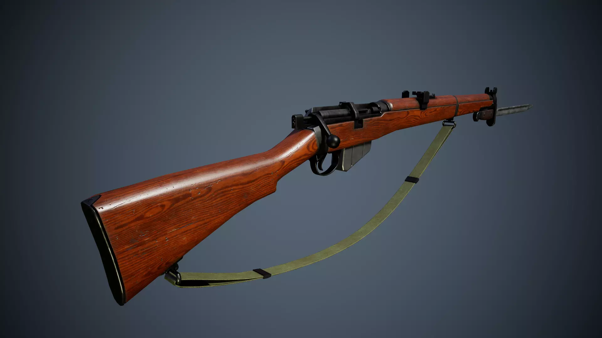 Lee Enfield MK III - WW2 rifle Low poly PBR Low-poly 3D model_0