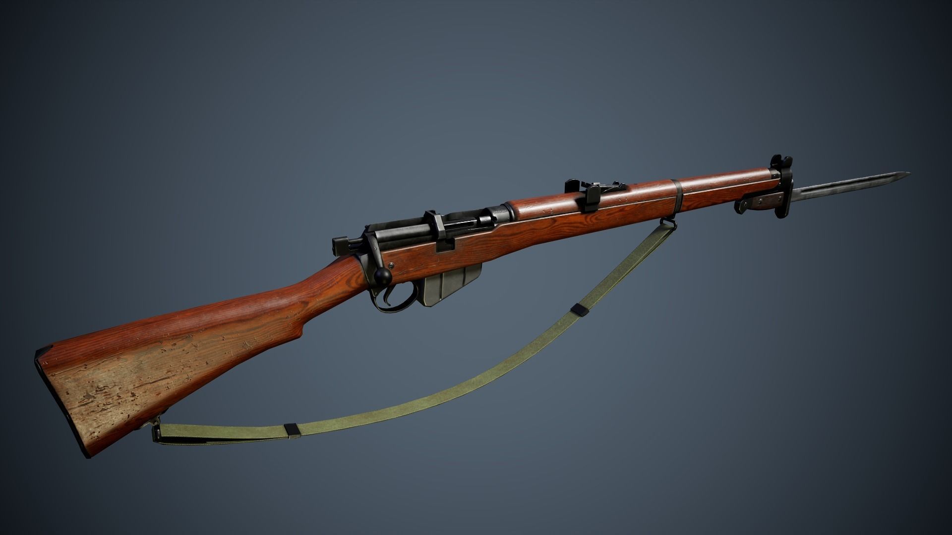 Lee Enfield MK III - WW2 rifle Low poly PBR Low-poly 3D model_14