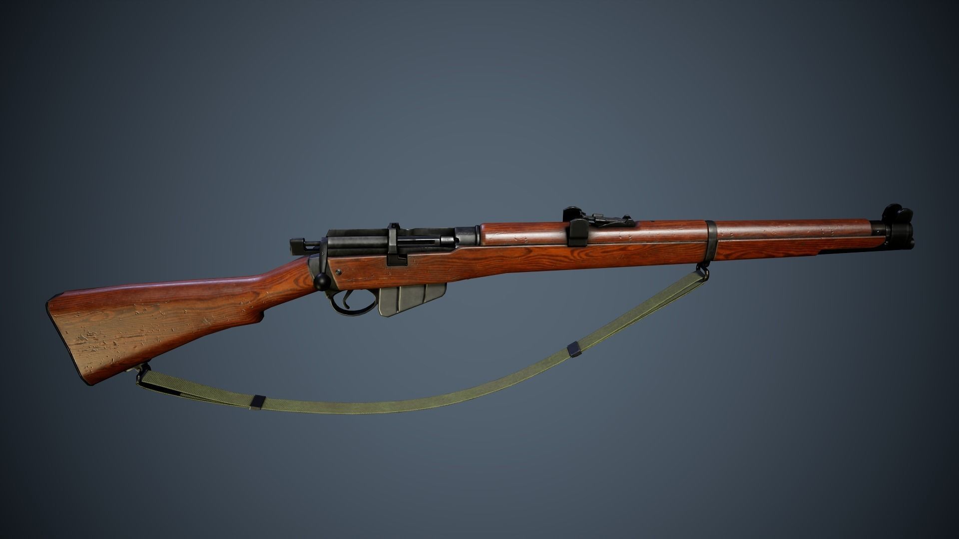 Lee Enfield MK III - WW2 rifle Low poly PBR Low-poly 3D model_4