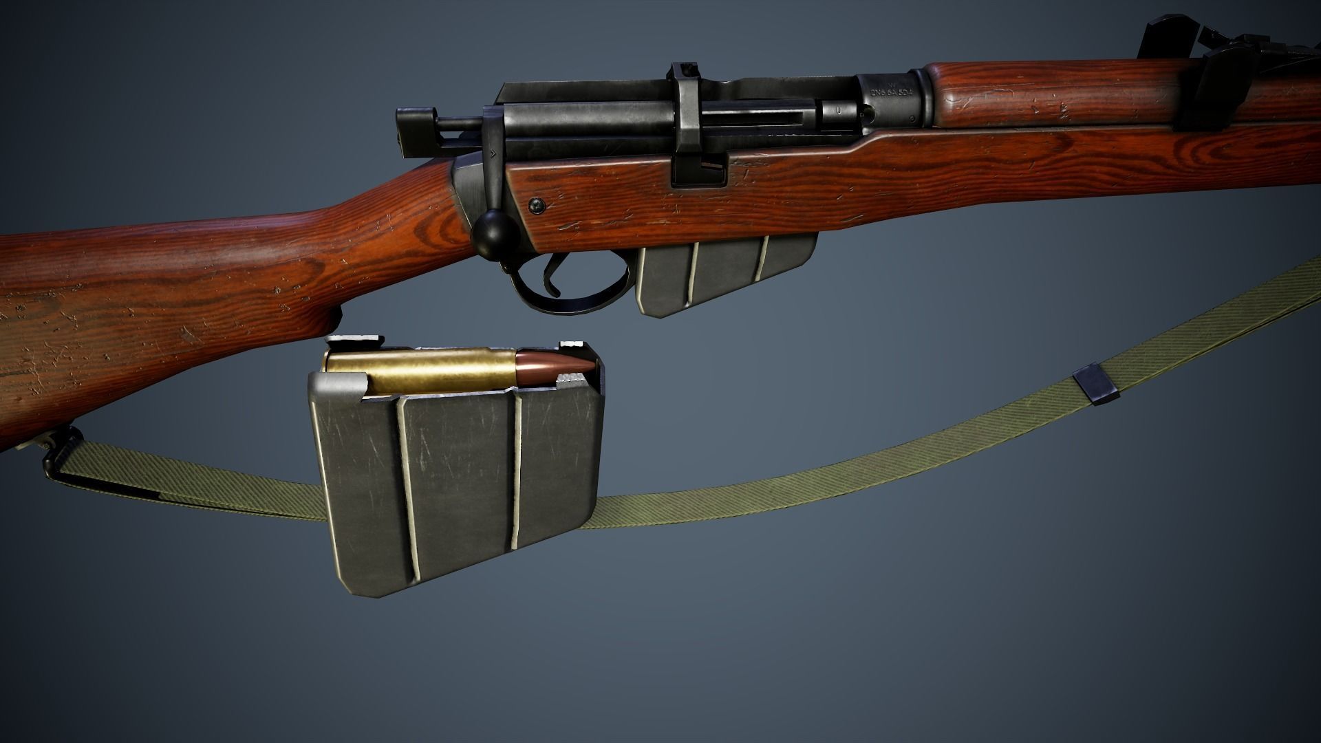 Lee Enfield MK III - WW2 rifle Low poly PBR Low-poly 3D model_12