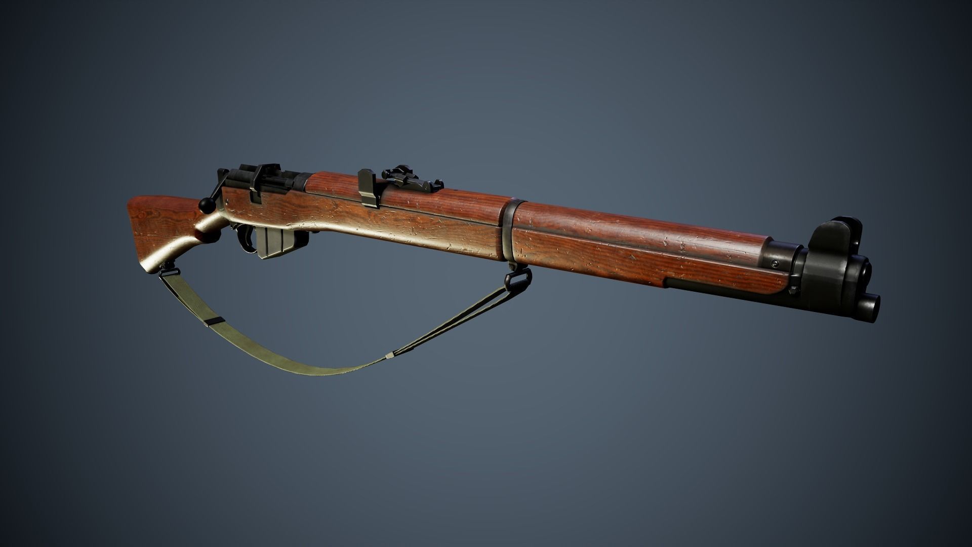 Lee Enfield MK III - WW2 rifle Low poly PBR Low-poly 3D model_5