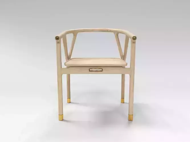 Armchair wooden chair with gold legs