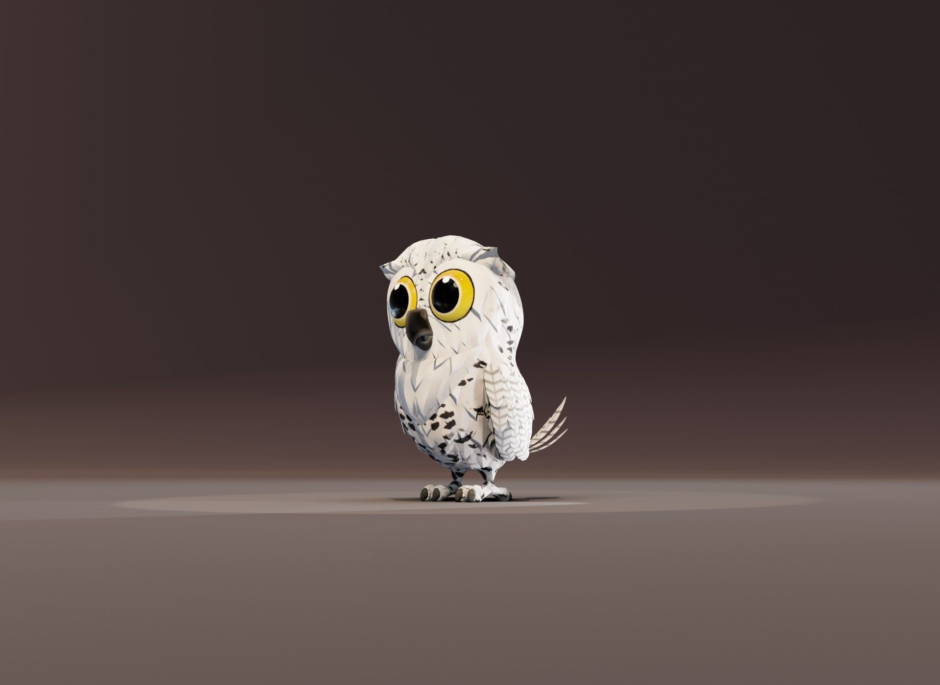 Cartoon Snowy Owl 3D Model Low-poly 3D model_4