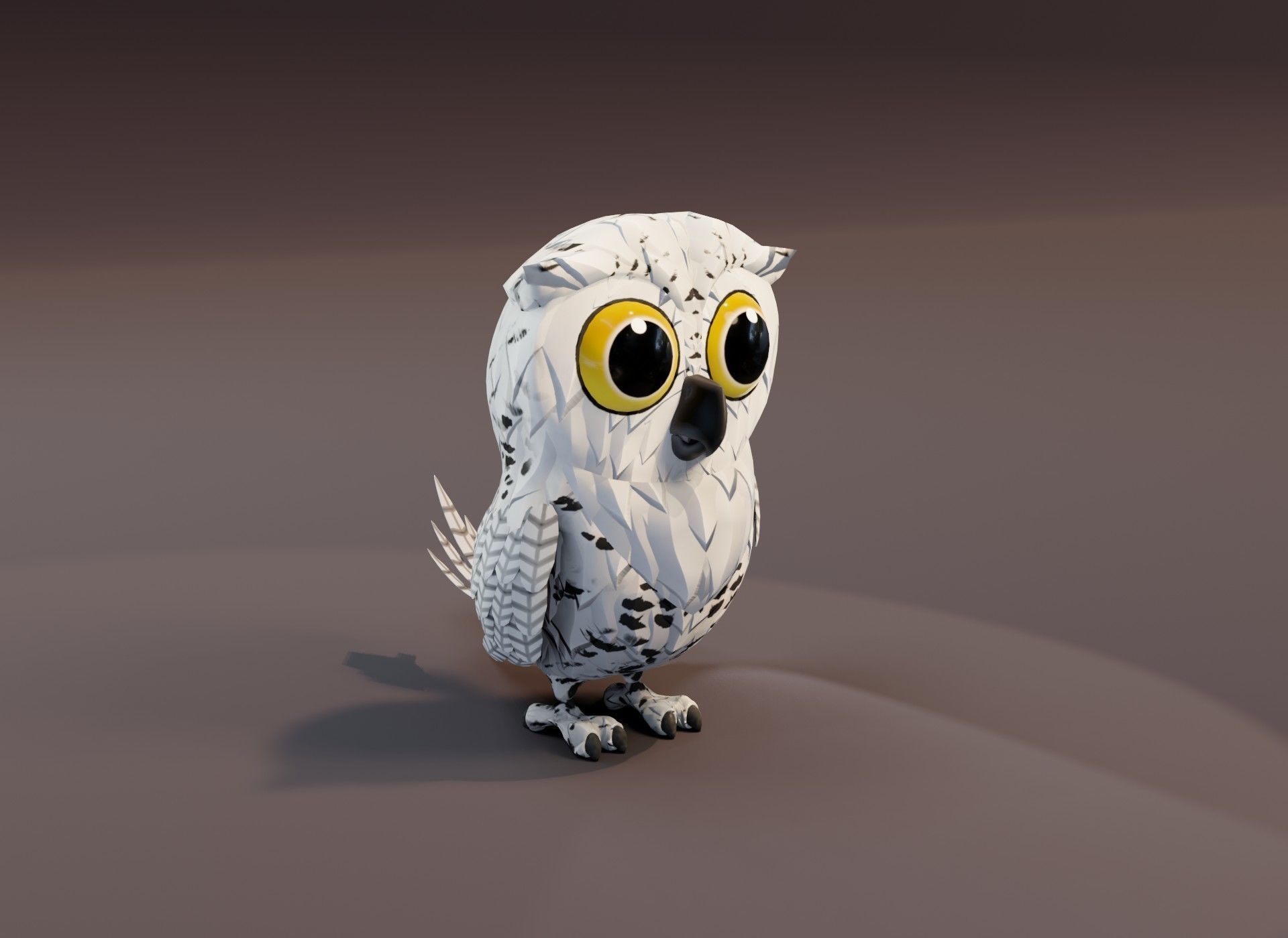 Cartoon Snowy Owl 3D Model Low-poly 3D model_13