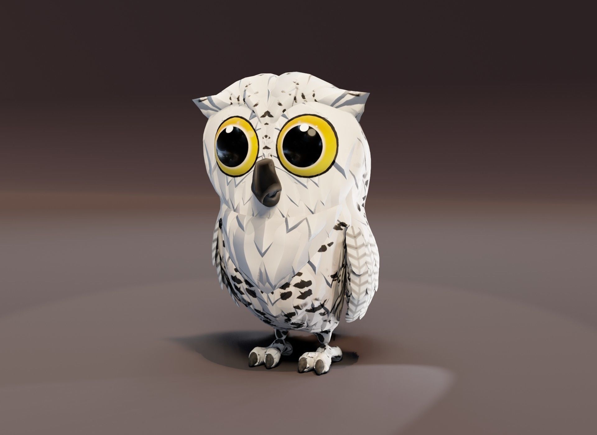 Cartoon Snowy Owl 3D Model Low-poly 3D model_19