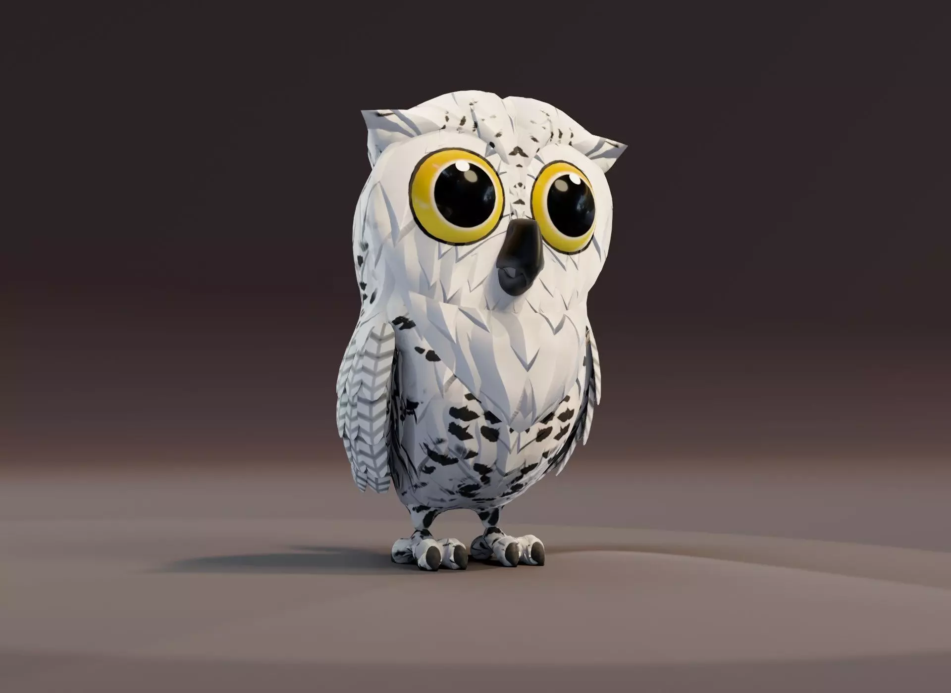 Cartoon Snowy Owl 3D Model Low-poly 3D model_0