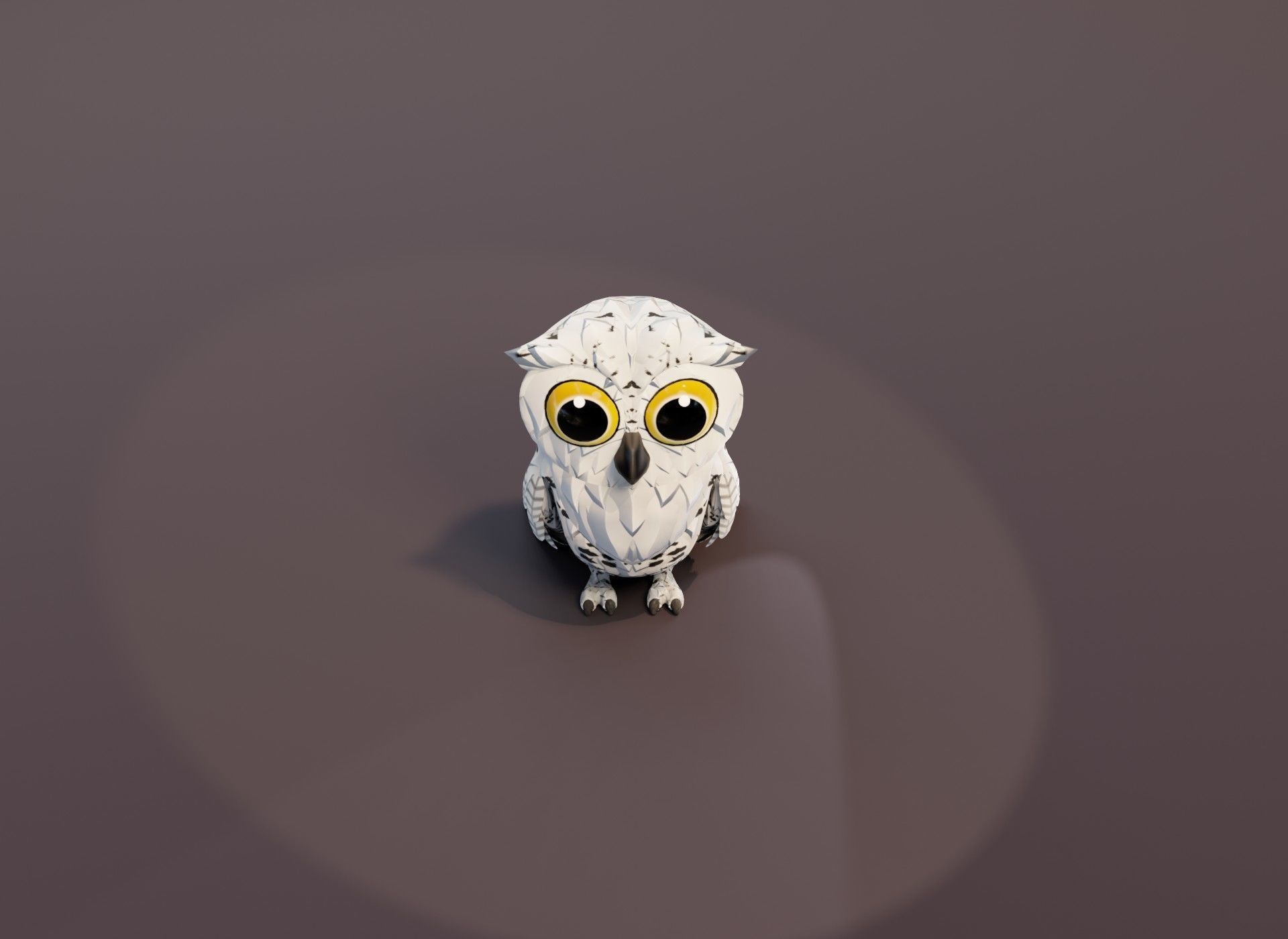 Cartoon Snowy Owl 3D Model Low-poly 3D model_7
