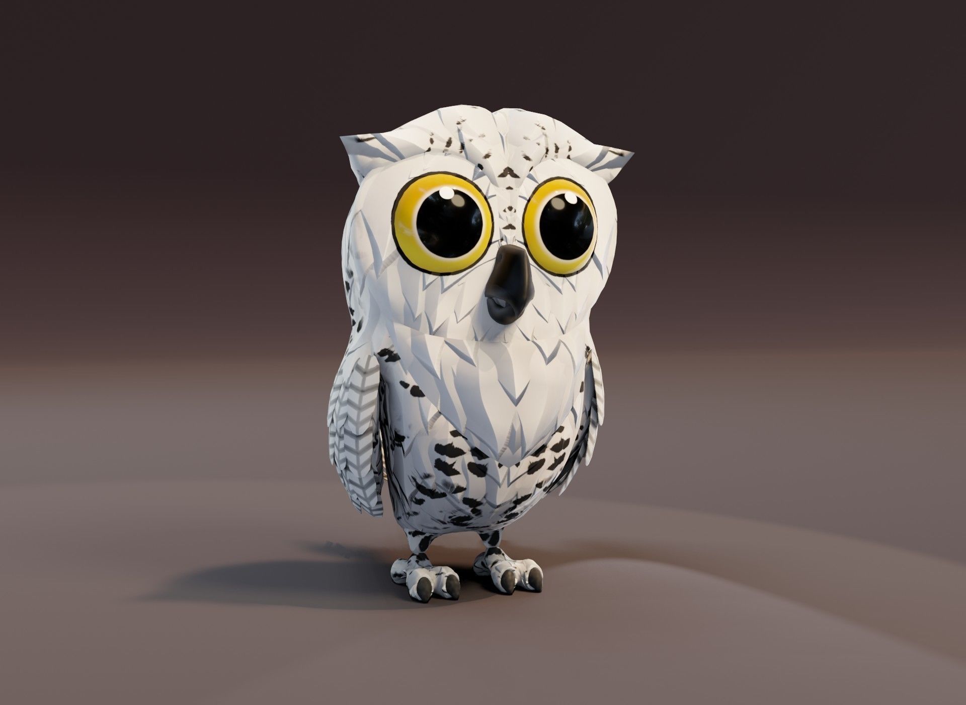 Cartoon Snowy Owl 3D Model Low-poly 3D model_8