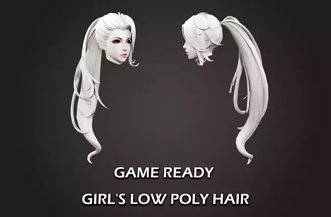 girl hair style 07 Low-poly 3D model