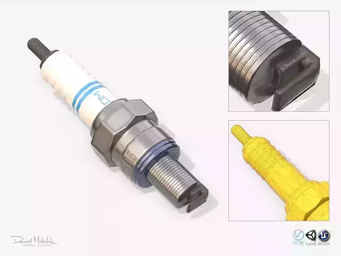 Engine Spark Plug PBR Low-poly 3D model