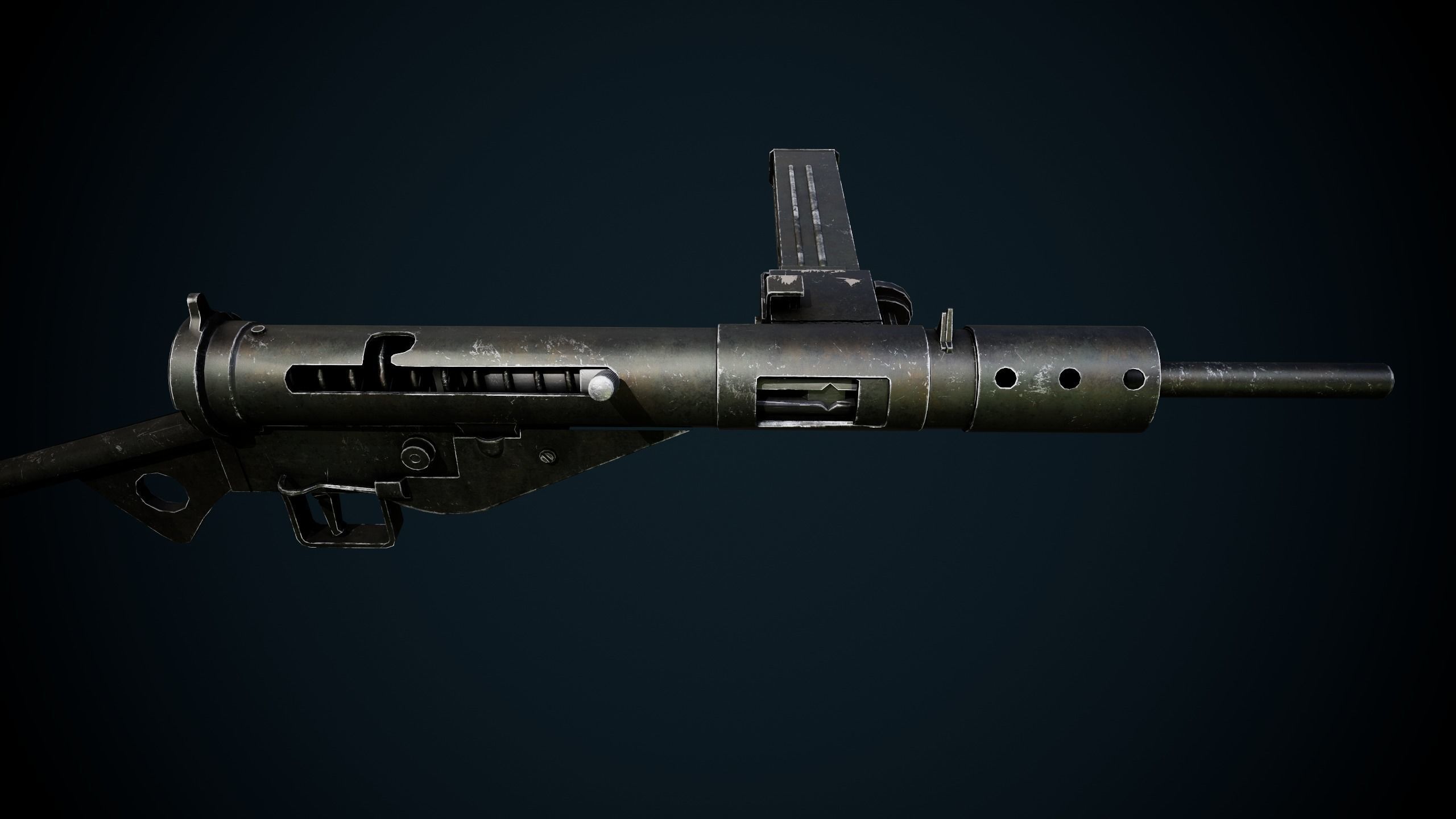 British WW2 Weapons pack - Lee Enfield - STEN - BREN machine gun Low-poly 3D model_30