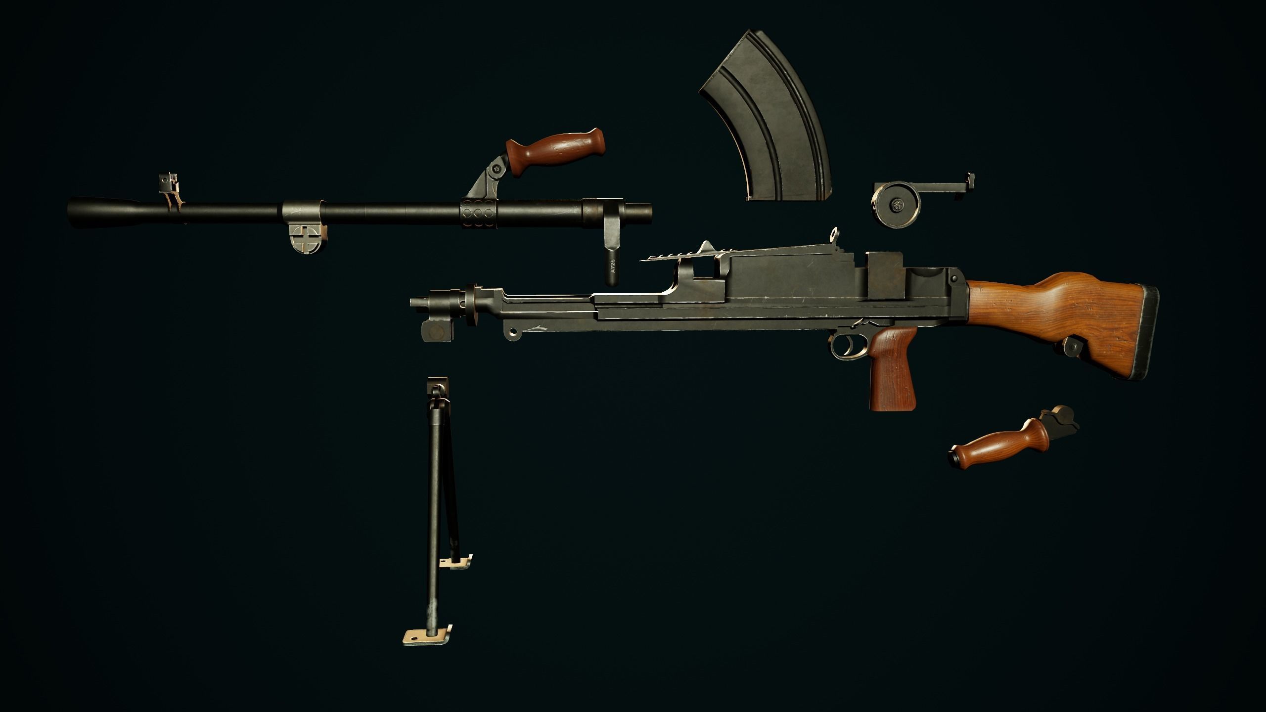 British WW2 Weapons pack - Lee Enfield - STEN - BREN machine gun Low-poly 3D model_16