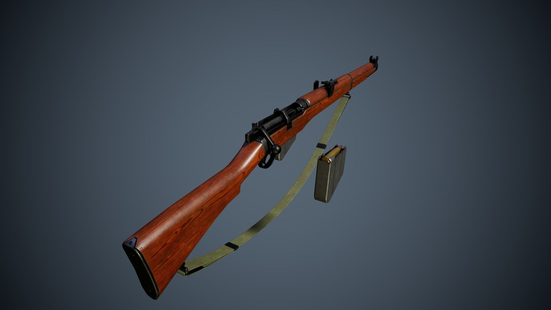 British WW2 Weapons pack - Lee Enfield - STEN - BREN machine gun Low-poly 3D model_1