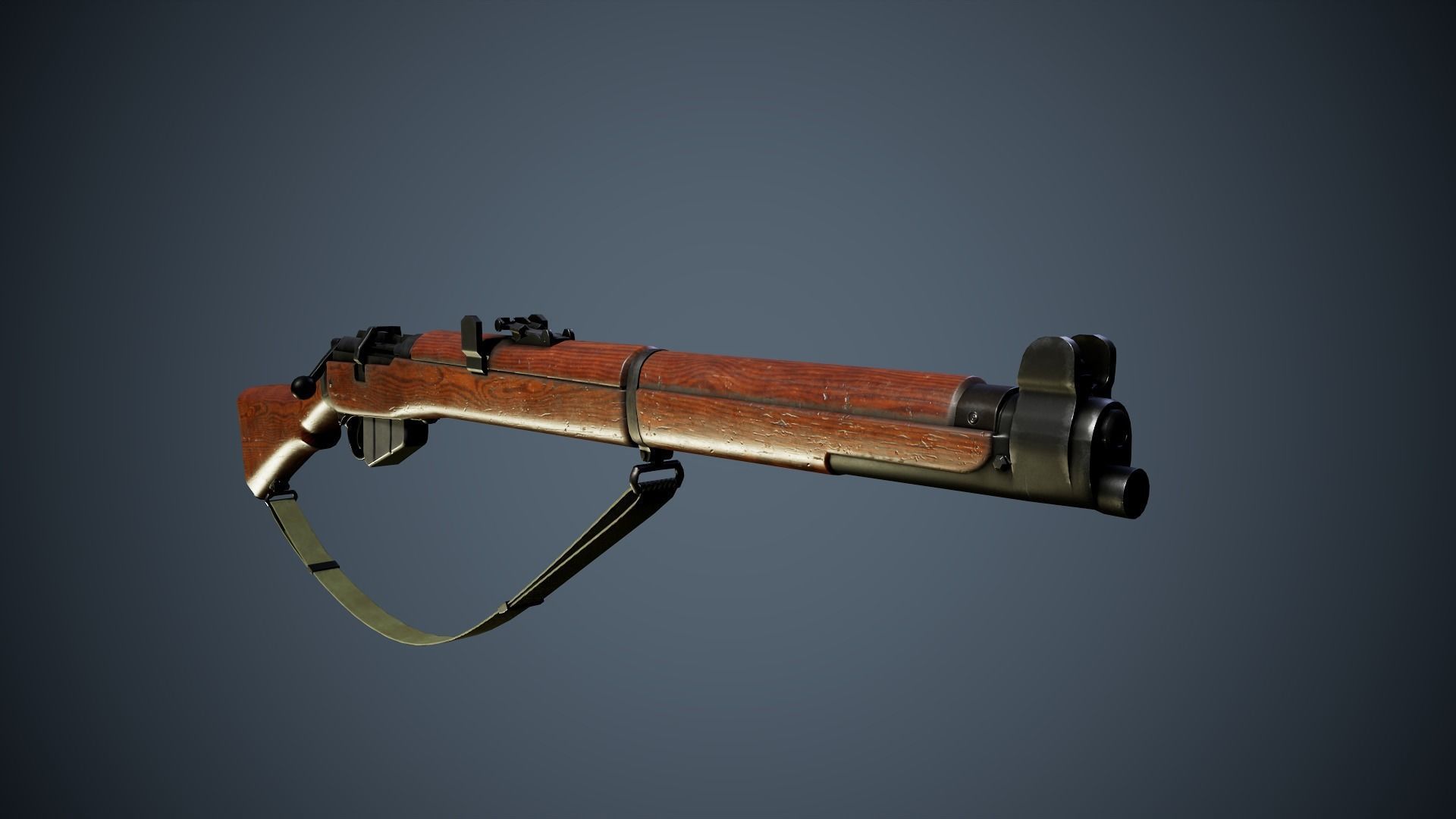 British WW2 Weapons pack - Lee Enfield - STEN - BREN machine gun Low-poly 3D model_5