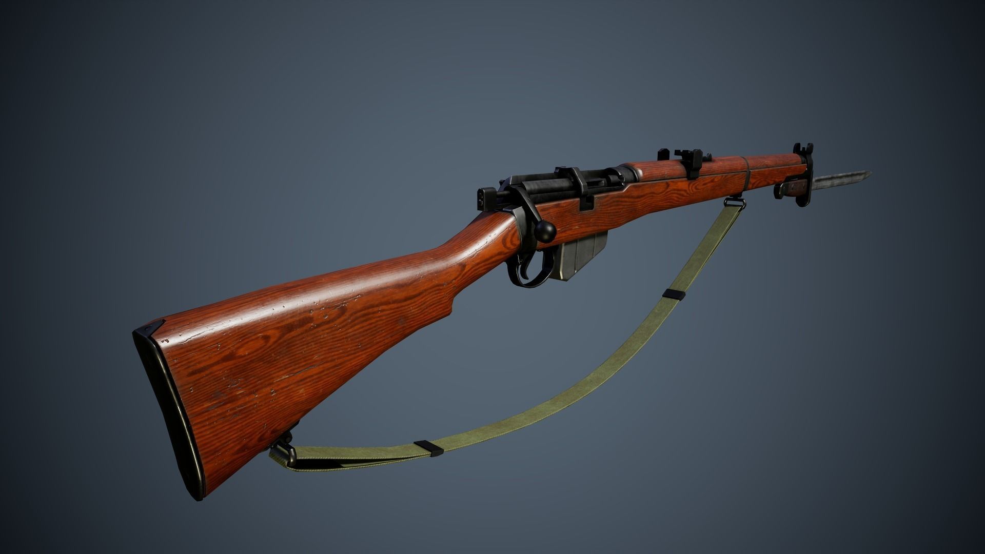 British WW2 Weapons pack - Lee Enfield - STEN - BREN machine gun Low-poly 3D model_10