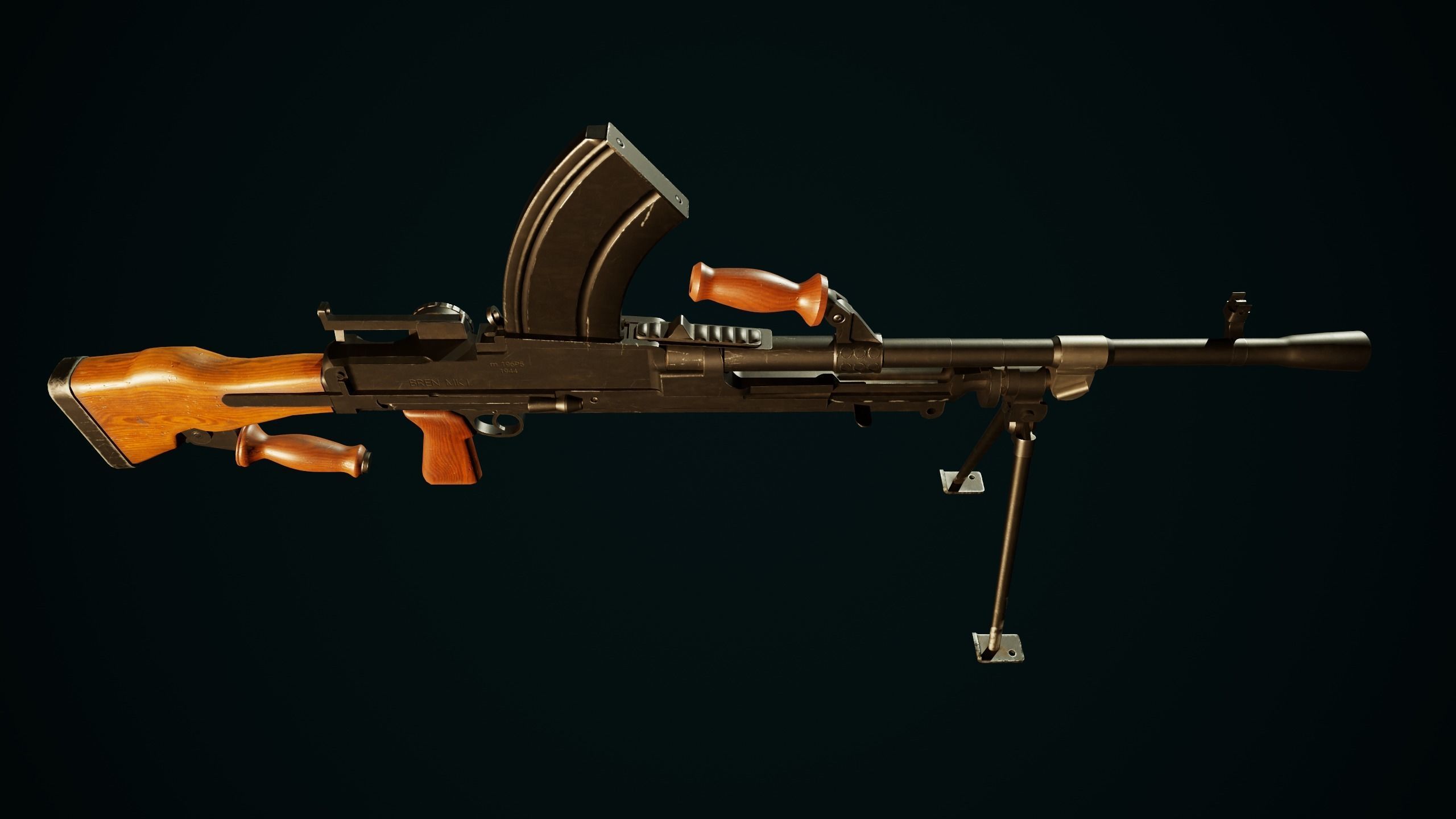 British WW2 Weapons pack - Lee Enfield - STEN - BREN machine gun Low-poly 3D model_23