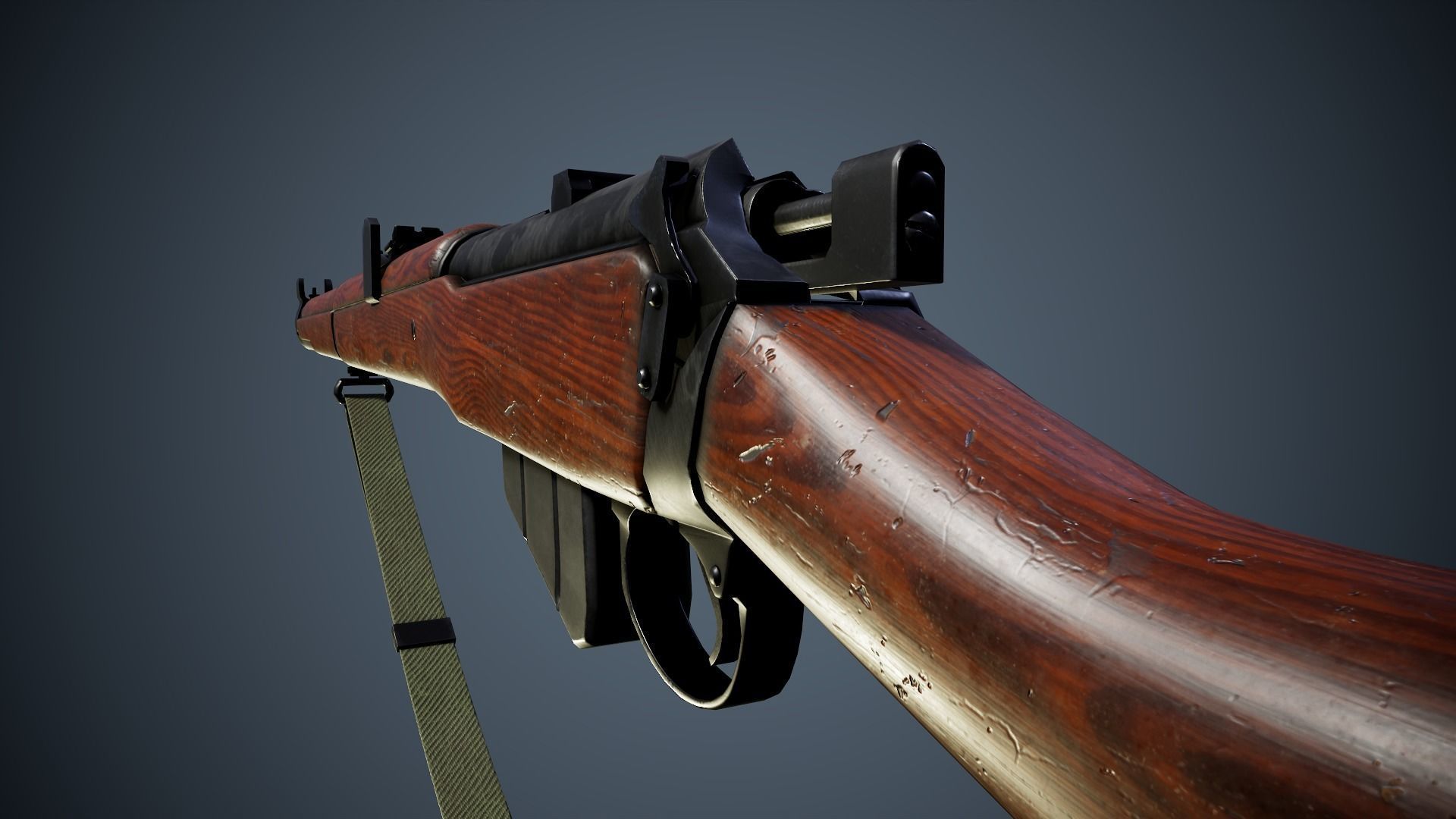 British WW2 Weapons pack - Lee Enfield - STEN - BREN machine gun Low-poly 3D model_4