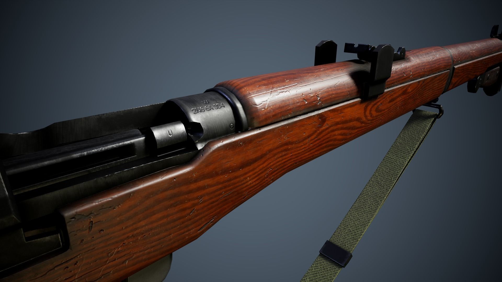 British WW2 Weapons pack - Lee Enfield - STEN - BREN machine gun Low-poly 3D model_14