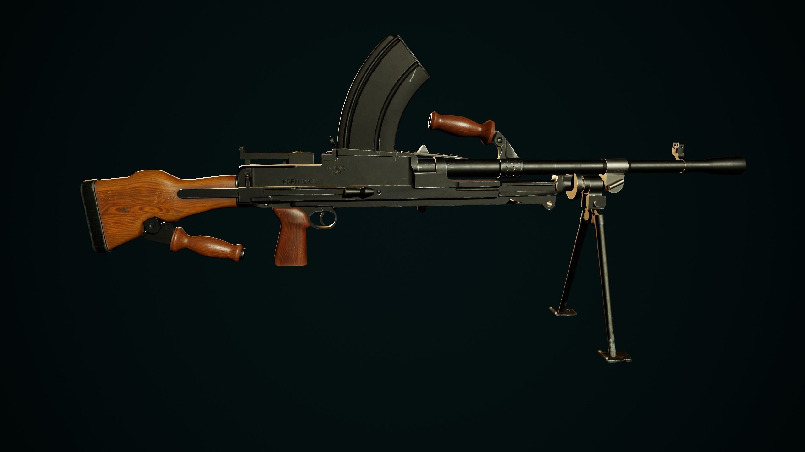 British WW2 Weapons pack - Lee Enfield - STEN - BREN machine gun Low-poly 3D model_17