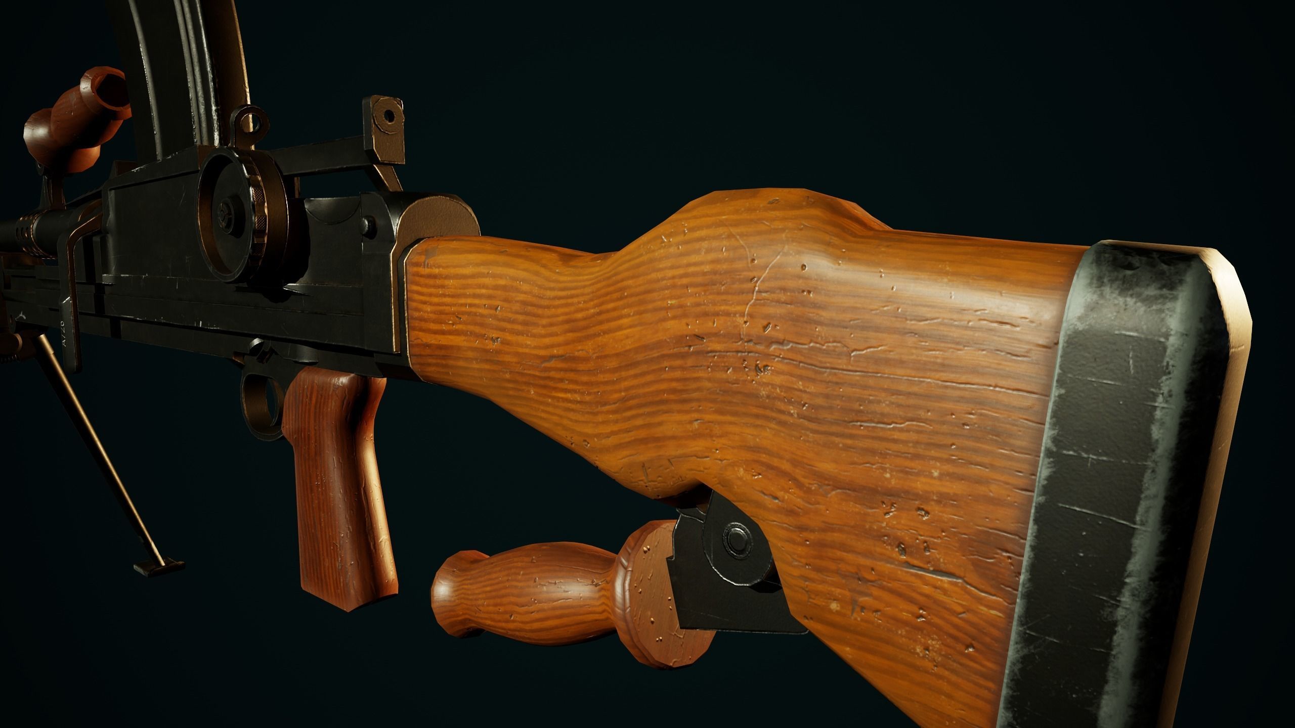 British WW2 Weapons pack - Lee Enfield - STEN - BREN machine gun Low-poly 3D model_21