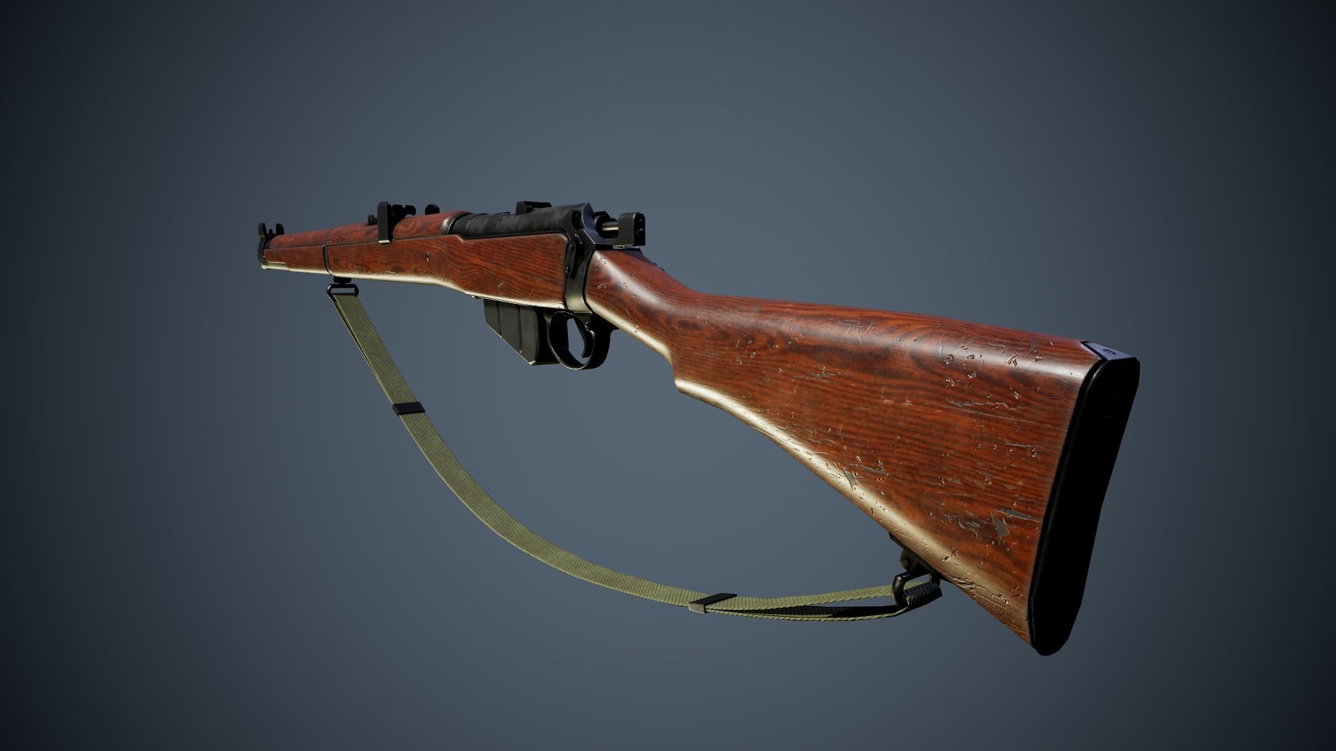 British WW2 Weapons pack - Lee Enfield - STEN - BREN machine gun Low-poly 3D model_8