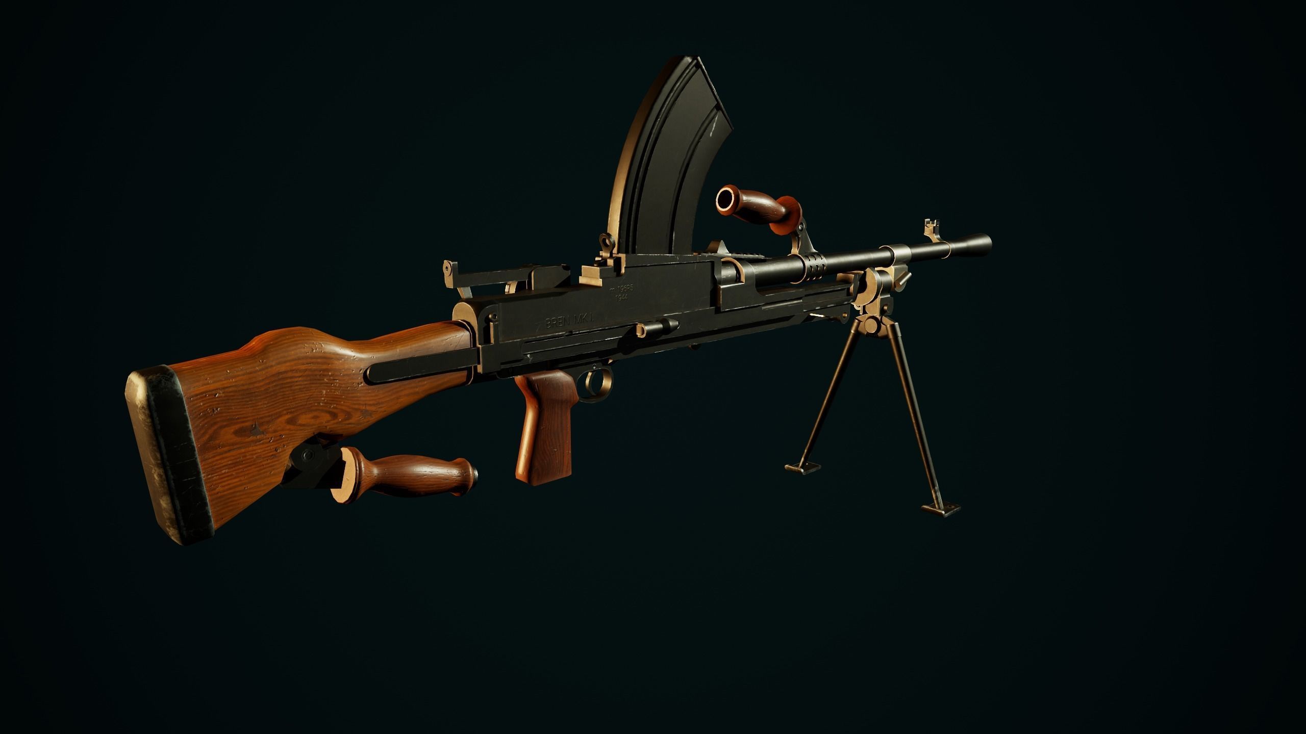 British WW2 Weapons pack - Lee Enfield - STEN - BREN machine gun Low-poly 3D model_27