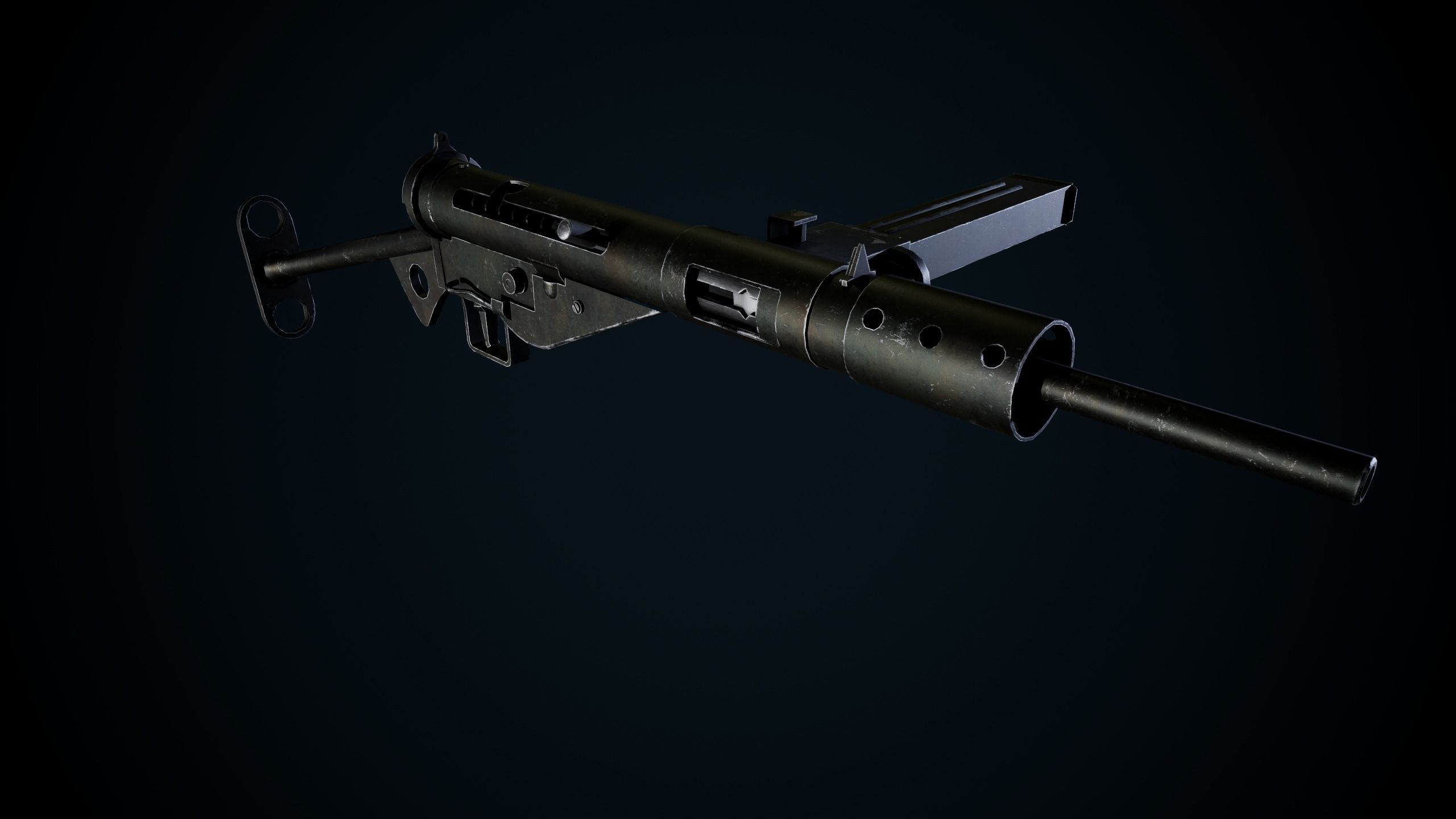 British WW2 Weapons pack - Lee Enfield - STEN - BREN machine gun Low-poly 3D model_34