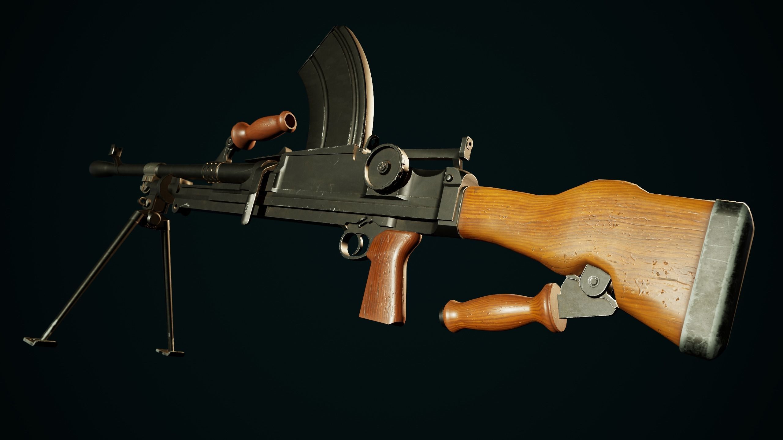 British WW2 Weapons pack - Lee Enfield - STEN - BREN machine gun Low-poly 3D model_20