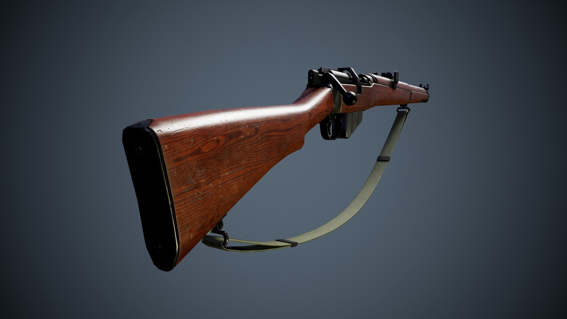 British WW2 Weapons pack - Lee Enfield - STEN - BREN machine gun Low-poly 3D model_9