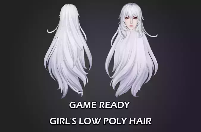 girl hair style 09 Low-poly 3D model