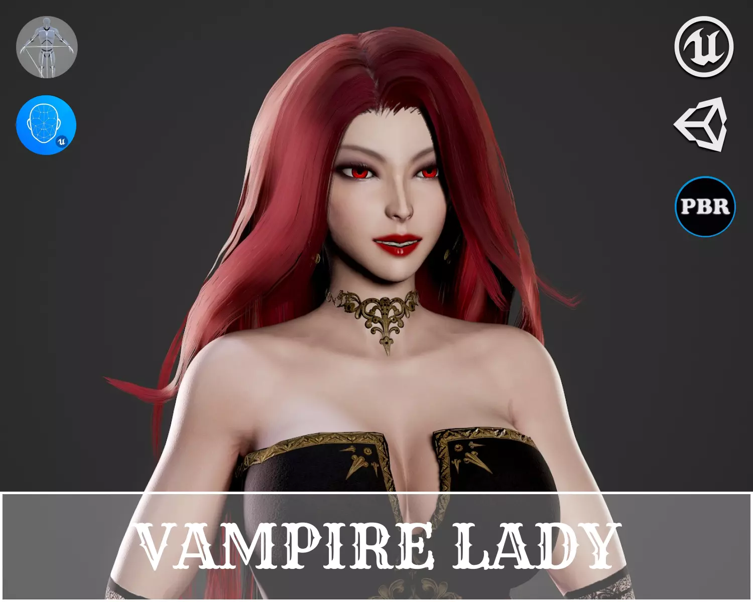 Vampire Lady - Game Ready Character Low-poly 3D model