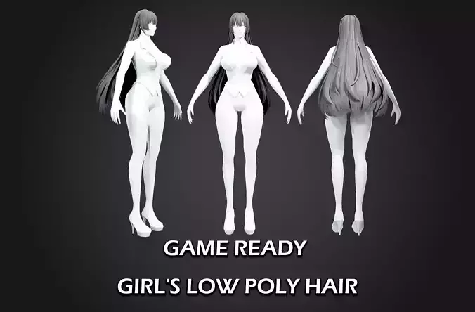 girl hair style 10 Low-poly 3D model