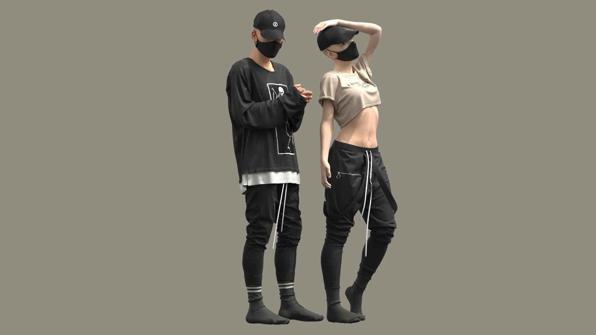 Male and Female Outfits 3D model_2