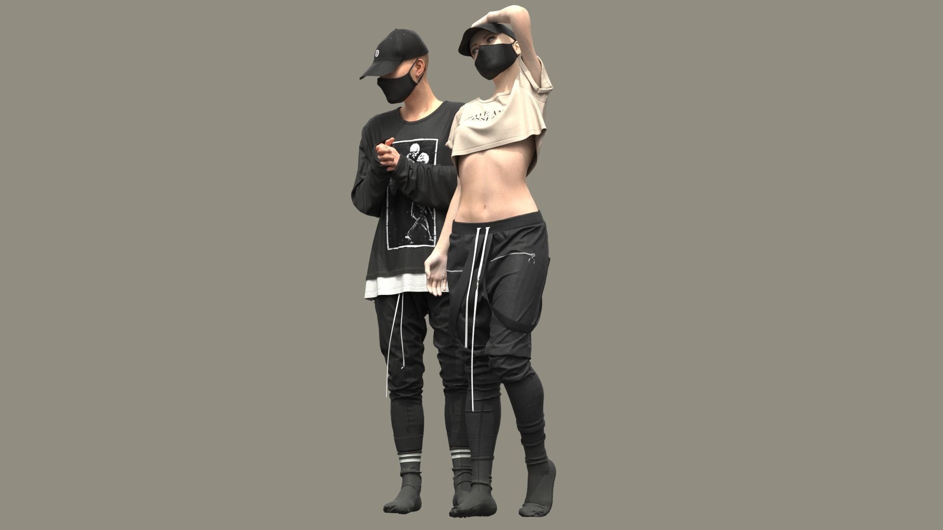 Male and Female Outfits 3D model_1