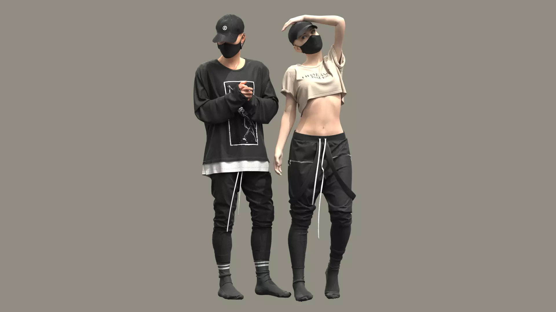 Male and Female Outfits 3D model_0