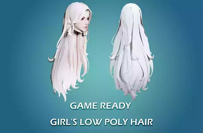 girl hair style 11 Low-poly 3D model