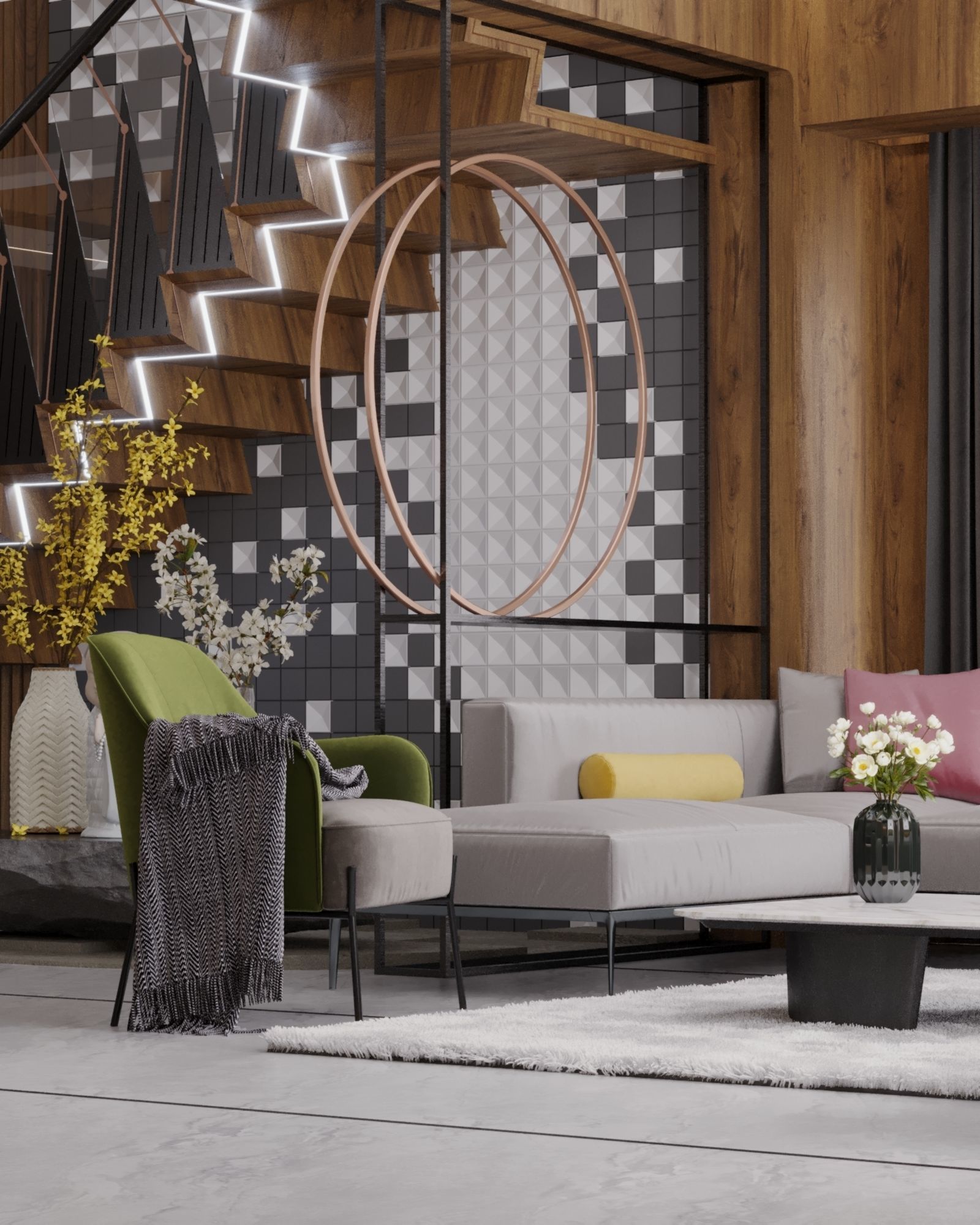 living room interior design scene 3d model 5 3D model Low-poly 3D model_17