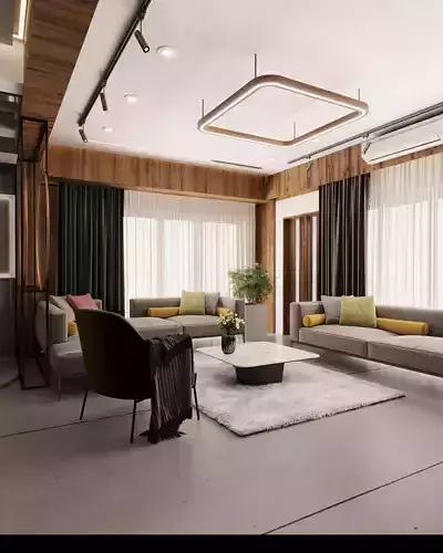 living room interior design scene 3d model 5 3D model Low-poly 3D model