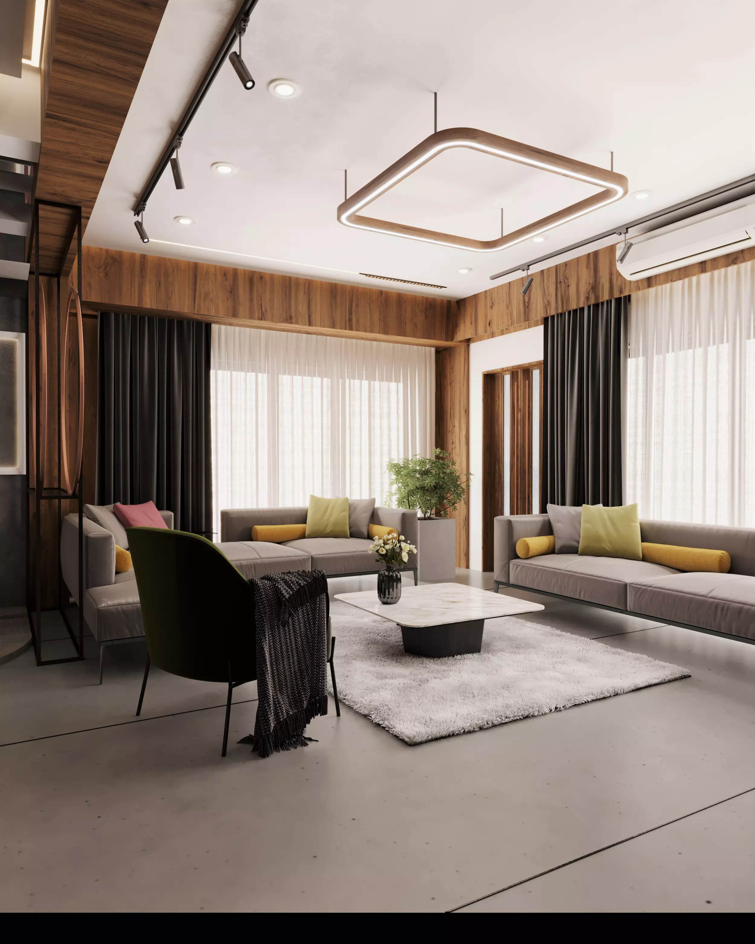 living room interior design scene 3d model 5 3D model Low-poly 3D model_0