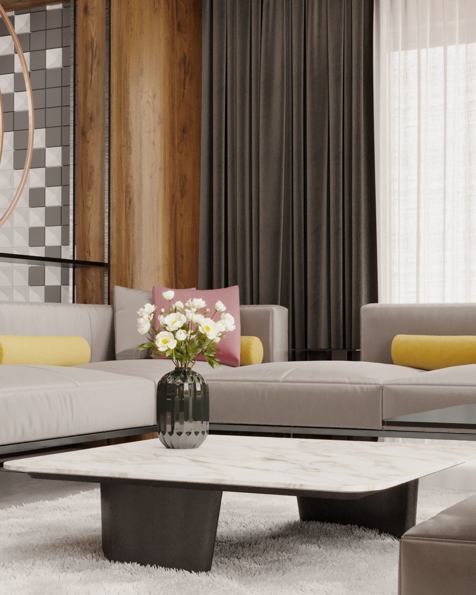 living room interior design scene 3d model 5 3D model Low-poly 3D model_4