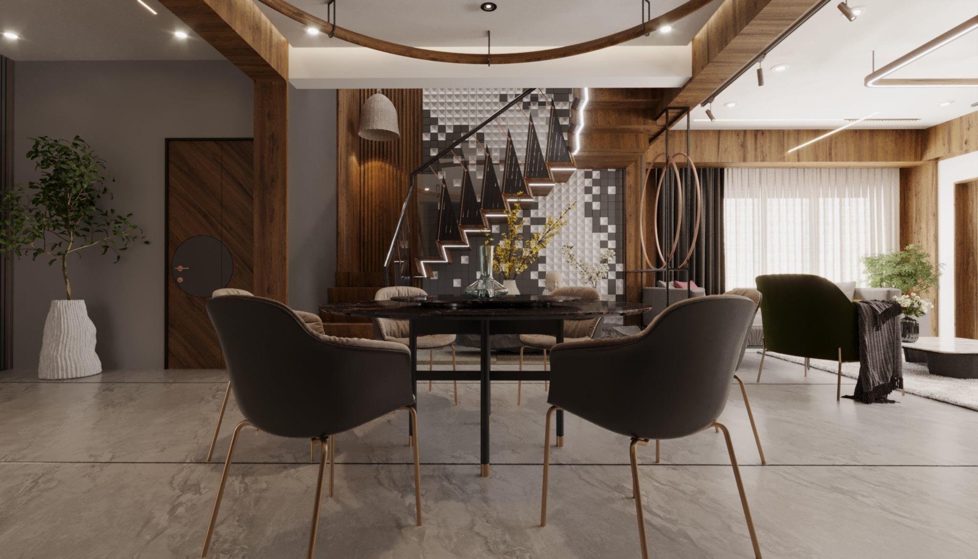 living room interior design scene 3d model 5 3D model Low-poly 3D model_8